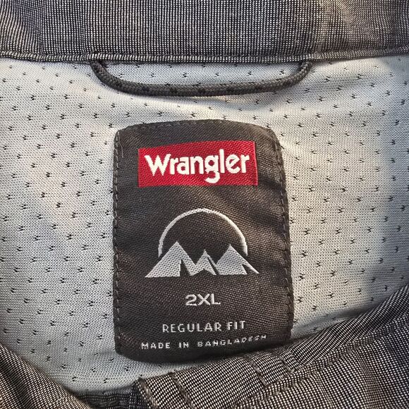 Wrangler Shirt Men's 2XL Gray Long Roll Tab Sleeves Collar Button Down - Picture 5 of 16